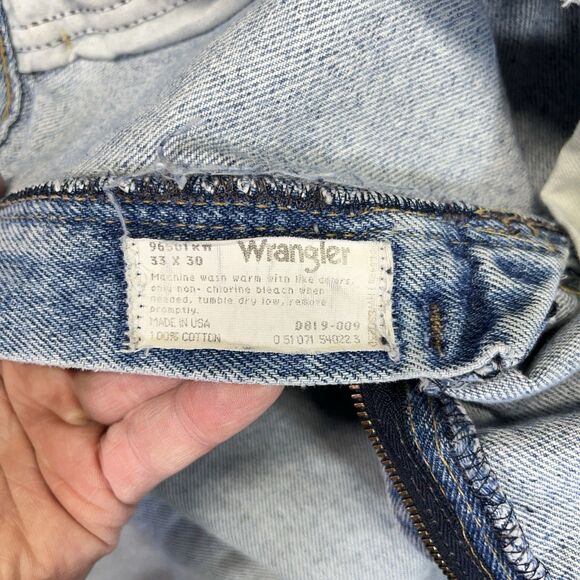 Vintage Wrangler Jeans Men’s 33x30 Light Wash Made in USA 96501 Distressed Y2K - Picture 7 of 16
